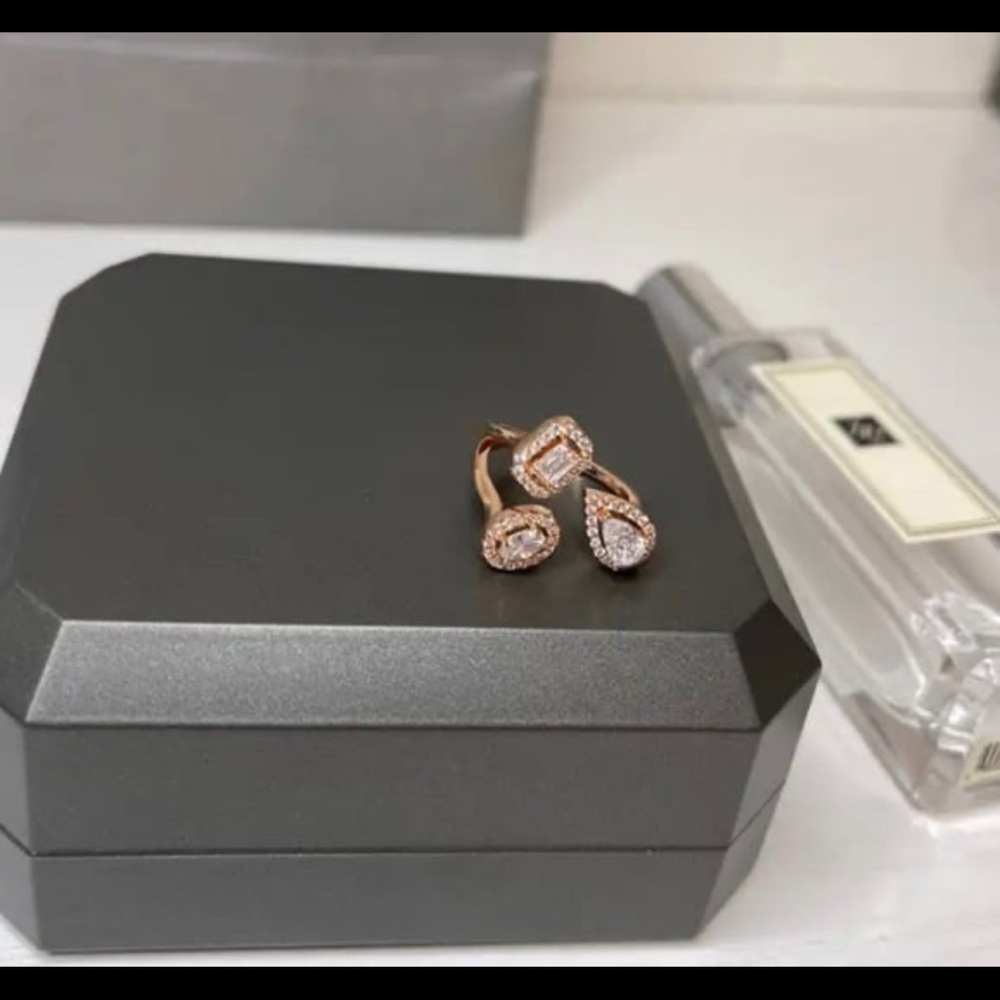 Gorgeus rosegold on silver adjustable ring